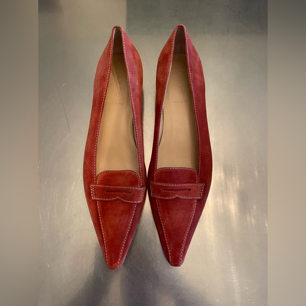 JCrew size 10 orange suede pointed toe flats